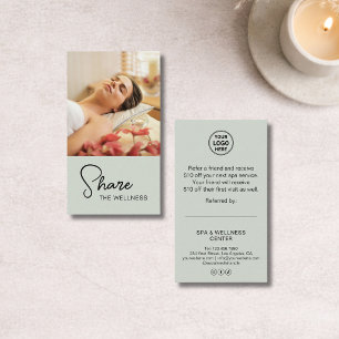 Modern Spa Wellness Massage Sage Green Referral Card