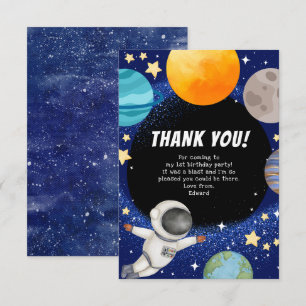 Modern Space Birthday Party Thank You Card