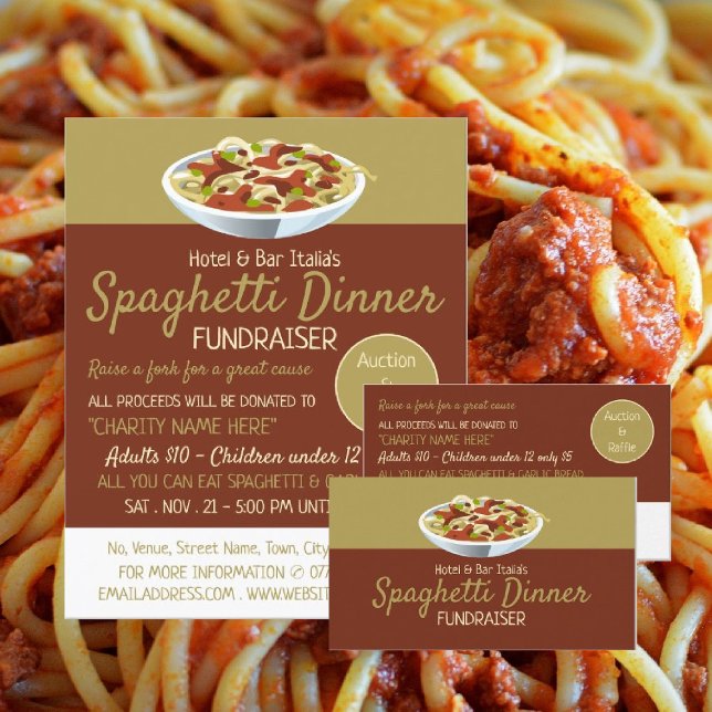 Modern Spaghetti Dinner Fundraiser Event Business Card (Creator Uploaded)