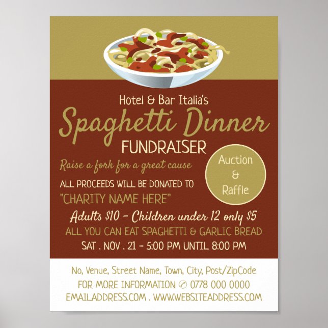 Modern Spaghetti Dinner Fundraiser Event Poster (Front)