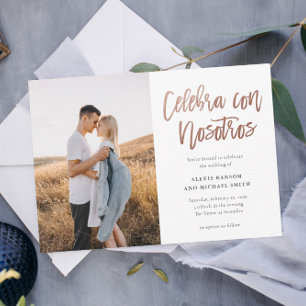 Modern Spanish Celebra con Nosotros Photo Wedding Invitation