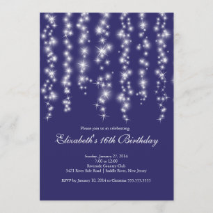 Modern Sparkle Blue Sweet Sixteen Birthday Party Invitation