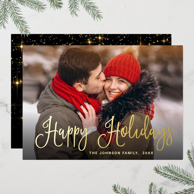 Modern Sparkle Christmas PHOTO Greeting Gold (Creator Uploaded)