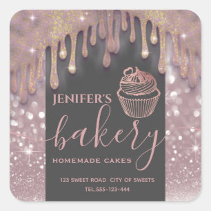 Modern sparkle  drips cupcake bakery label