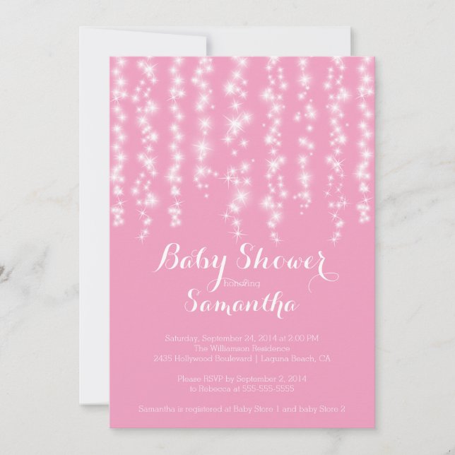 Modern Sparkle Girls Baby Shower Invitation (Front)