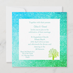 MODERN Sparkle PRINT WEDDING INVITATIONS GREENS