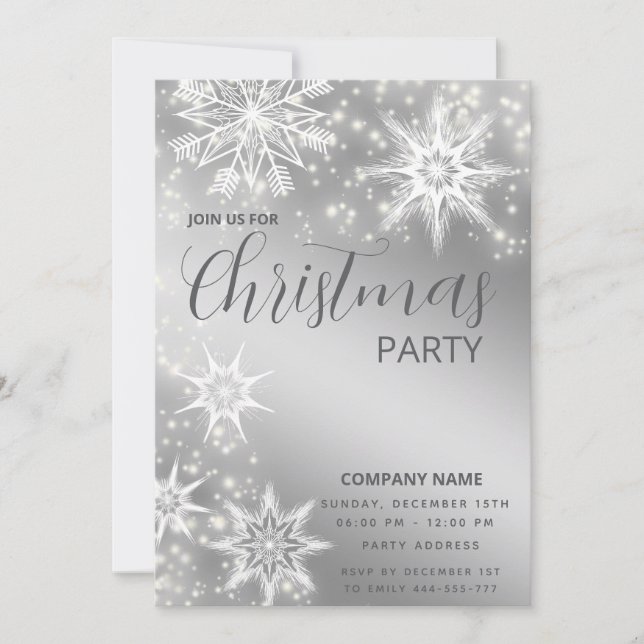 Modern Sparkle  snowflakes corporate Christmas  Invitation (Front)