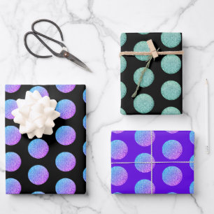 Modern Sparkling Glittery Polka Dots Assorted  Wrapping Paper Sheet