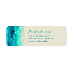 Modern sparkling seas wedding return reply address