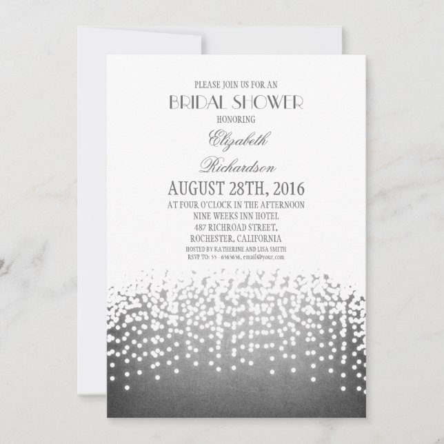 Modern Sparkly Glitter Effect Bridal Shower Invitation (Front)