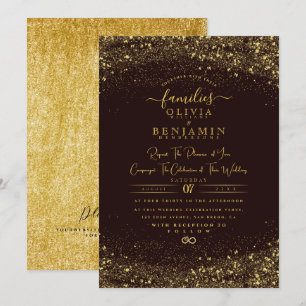 Modern Sparkly Gold Glitter Foil Chic Wedding Invitation