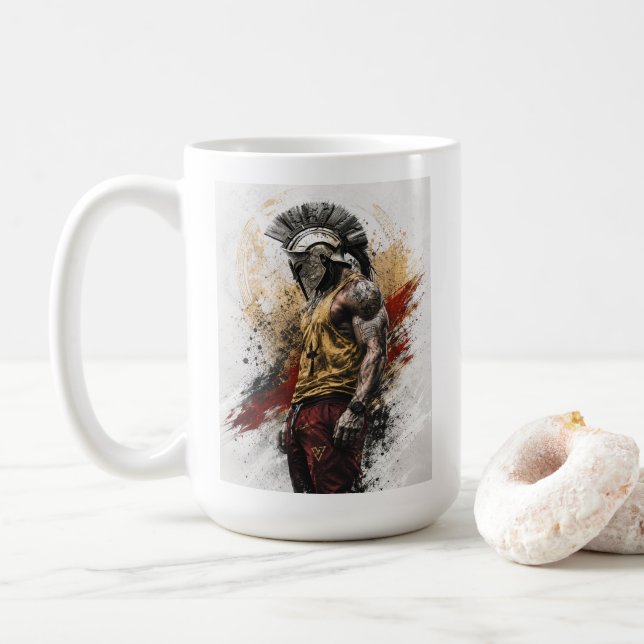 Modern Spartan Warrior – Ancient Strength Modern B Coffee Mug (With Donut)