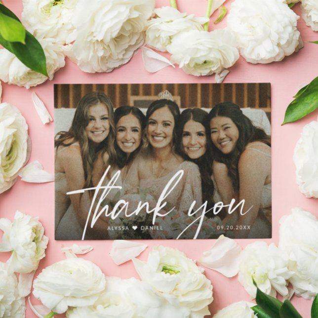 Modern Special Custom Photo Wedding Bridesmaid Thank You Card (Custom Wedding bridesmaid thank you photo card.)