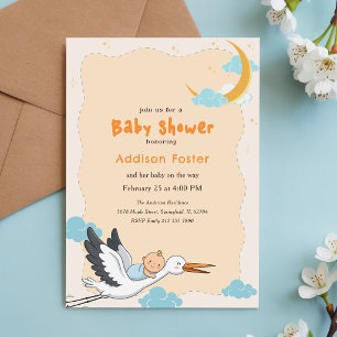 Modern Special Delivery Stork Baby Shower Invitation