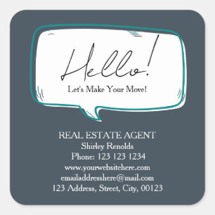 Modern speech bubble Real Estate dark Square Sticker