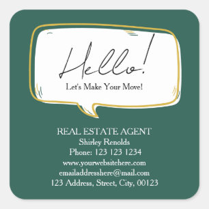 Modern speech bubble Real Estate green Square Sticker