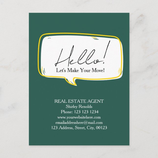 Modern speech bubble Real Estate Green sticker Postcard (Front)