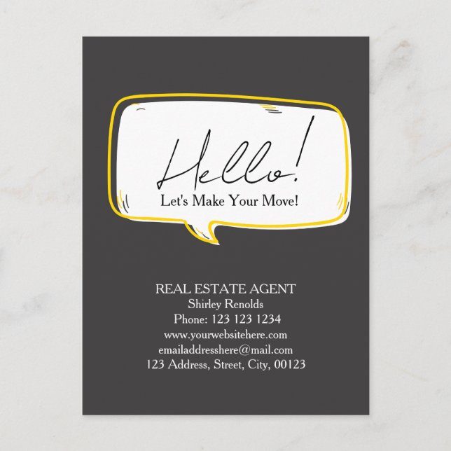 Modern speech bubble Real Estate grey sticker Postcard (Front)