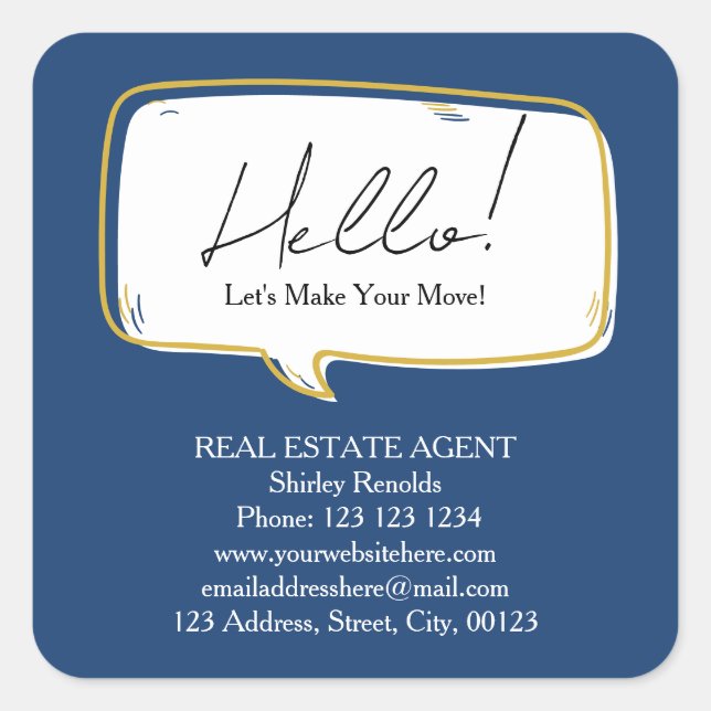 Modern speech bubble Real Estate Navy sticker (Front)