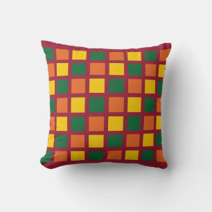 Modern Spicy Colours Geometric Squares  Cushion