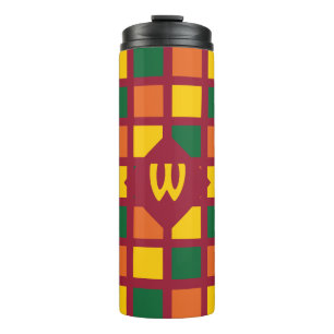Modern Spicy Colours Geometric Squares Monogram Thermal Tumbler