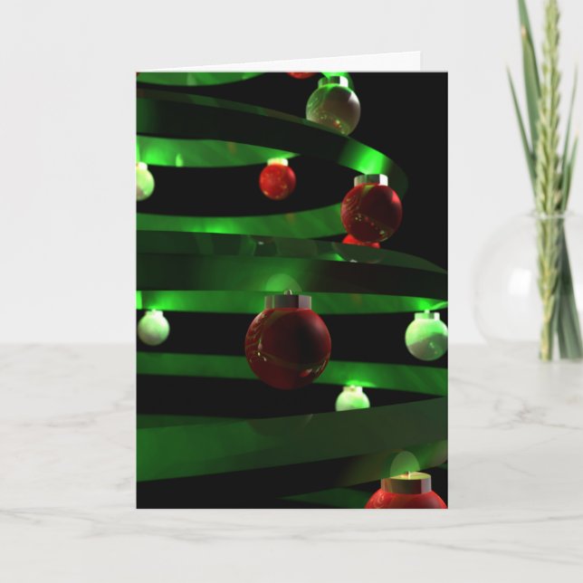 Modern Spiral Christmas Tree Holiday Card (Front)