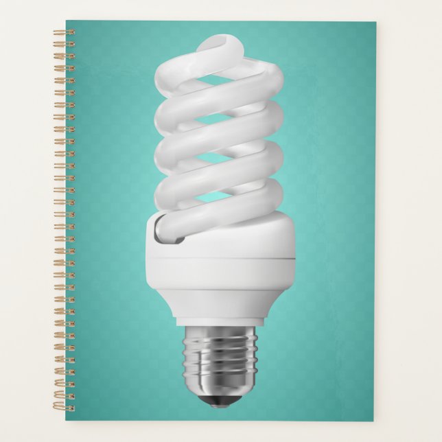 Modern Spiral Compact Fluorescent Lightbulb Planner (Front)