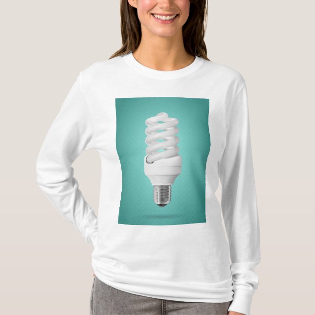 Modern Spiral Compact Fluorescent Lightbulb T-Shirt (Front)