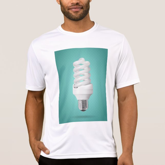 Modern Spiral Compact Fluorescent Lightbulb T-Shirt (Front)