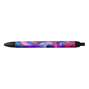 Modern Splash of Purple Hue Paints Black Ink Pen
