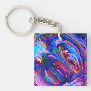 Modern Splash of Purple Hue Paints Key Ring