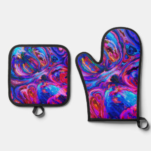 Modern Splash of Purple Hue Paints Oven Mitt & Pot Holder Set