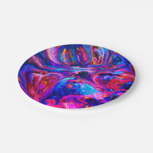 Modern Splash of Purple Hue Paints Paper Plate