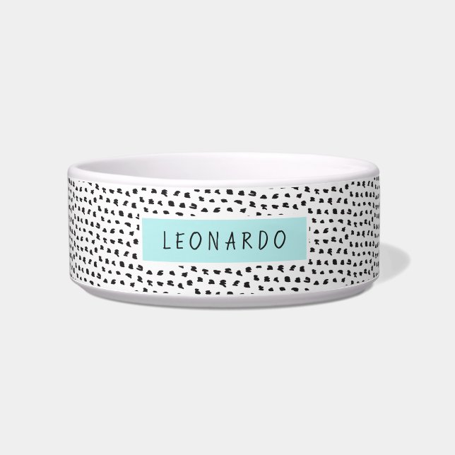 Modern Splotchy Pattern | Personalised | Aqua Bowl (Front)