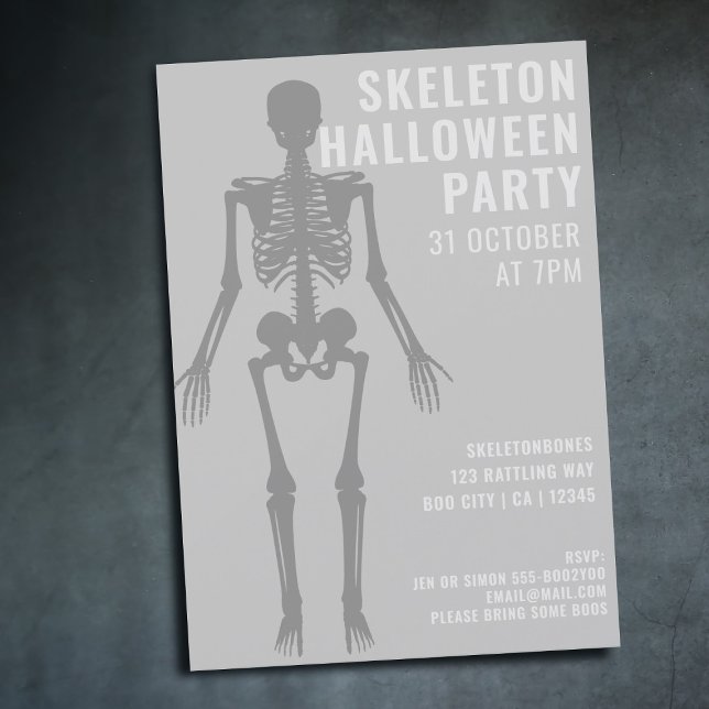 Modern Spooky Skeleton Halloween Party Invitation (For Halloween Parties - add the details of yours)