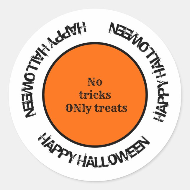 Modern Spooky Typography Black & Orange Halloween Classic Round Sticker (Front)