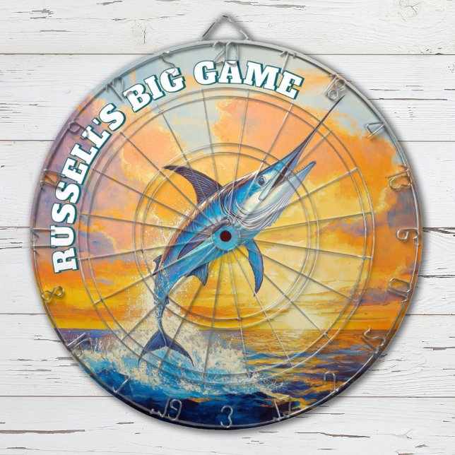 Modern Sport Fisherman Marlin Dartboard (Big game fishing themed dartboard. Great gift for a fisherman.)
