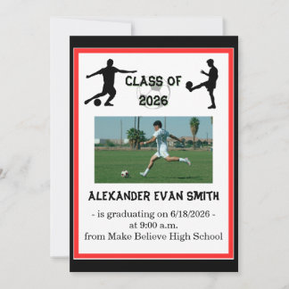 Modern Sport Senior Class Soccer Graduation Invitation