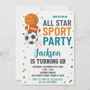 Modern Sports Birthday Invitation