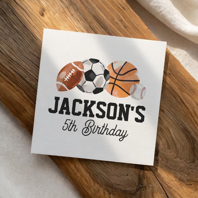 Modern Sports Birthday Party Napkin (Creator Uploaded)