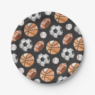 Modern Sports Birthday Party Paper Plate