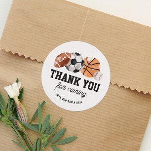 Modern Sports Birthday Thank You Classic Round Sticker