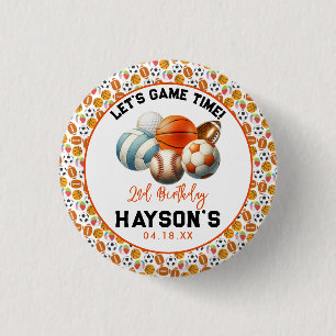 Modern Sports Kids 2nd Birthday party 3 Cm Round Badge
