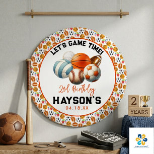 Modern Sports Kids 2nd Birthday party 3 Cm Round Badge