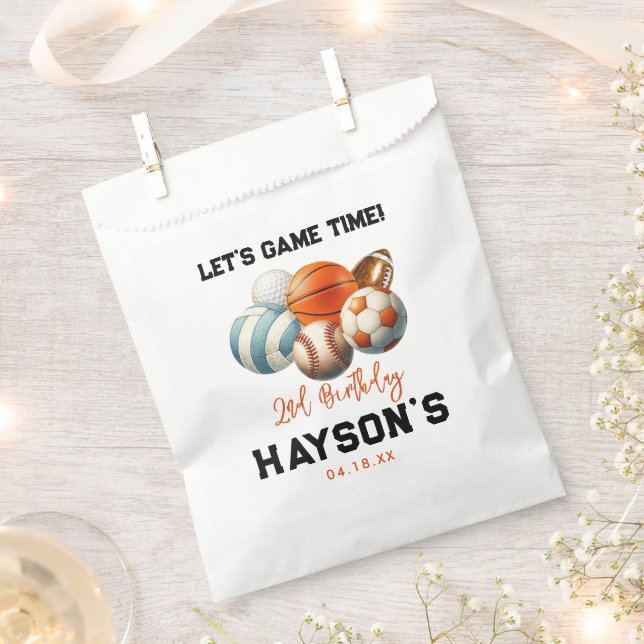 Modern Sports Kids 2nd Birthday party Favour Bags (Clipped)
