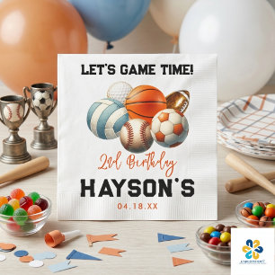 Modern Sports Kids 2nd Birthday party Napkin