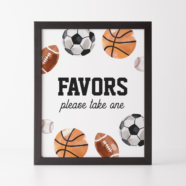 Modern Sports Kids Birthday Favours Sign (Creator Uploaded)
