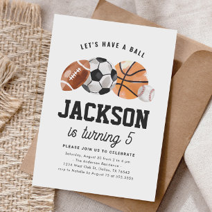 Modern Sports Kids Birthday Invitation