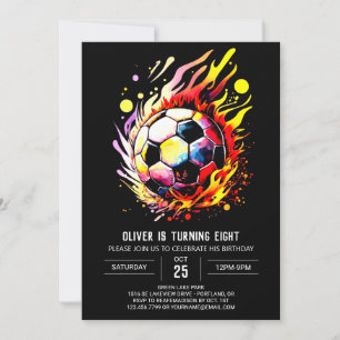 Modern Sports Printable Soccer Birthday Invitation