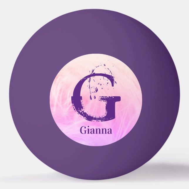Modern Sports Purple Pink Golfer Lover Monogram Ping Pong Ball (Front)